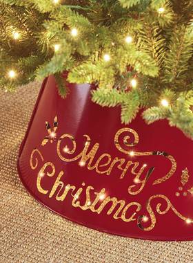 PTD圣诞装饰用铁艺圣诞裙带灯红色字圣母镂空圣树诞树裙诞树装饰