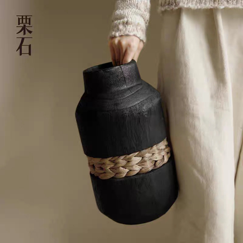 从墨复古新中式碳化黑花瓶
