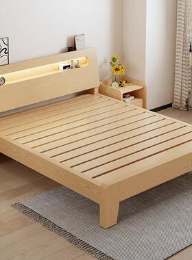 实木床现代简双人床1.床8约米硬木板15出租房经济型1.2.m单GAU人
