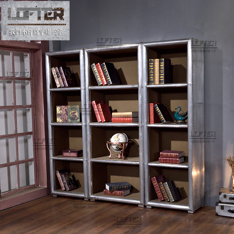 铝皮铆钉LOFT工业风复古书柜