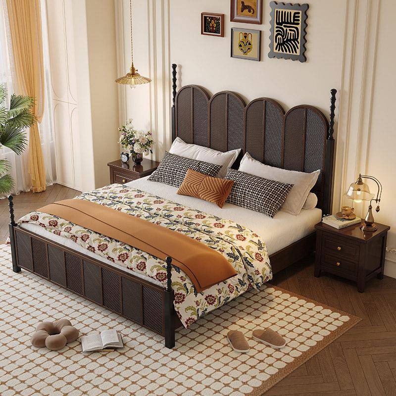 美式实木床黑色复古风JXJ-F60#1.8米双人床主卧大1床.纯米简约婚