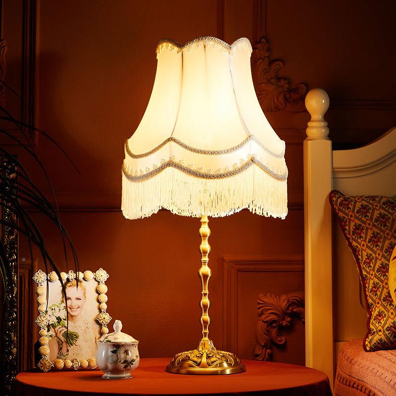法式全水铜晶台灯美式田T199园欧家式古客厅书复房灯奢华卧室床头
