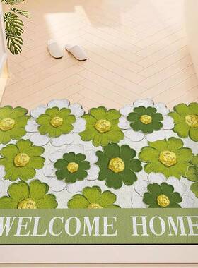 皮入户门地革垫绿色花卉门垫pvc脚垫门大口免家用玄关地毯SRI可擦