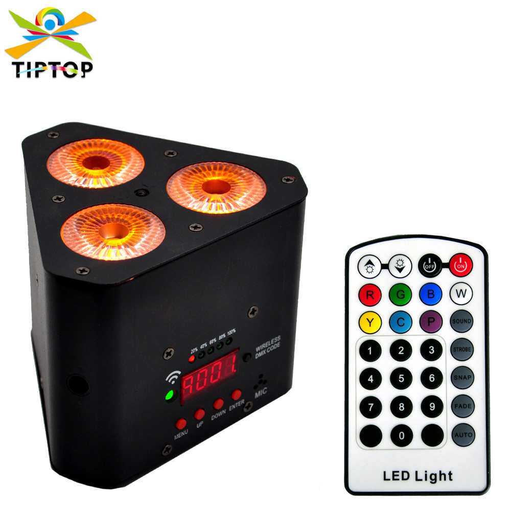 黑色外壳3角电池无线帕灯3x18W Battery Led Par Light充电锂电池