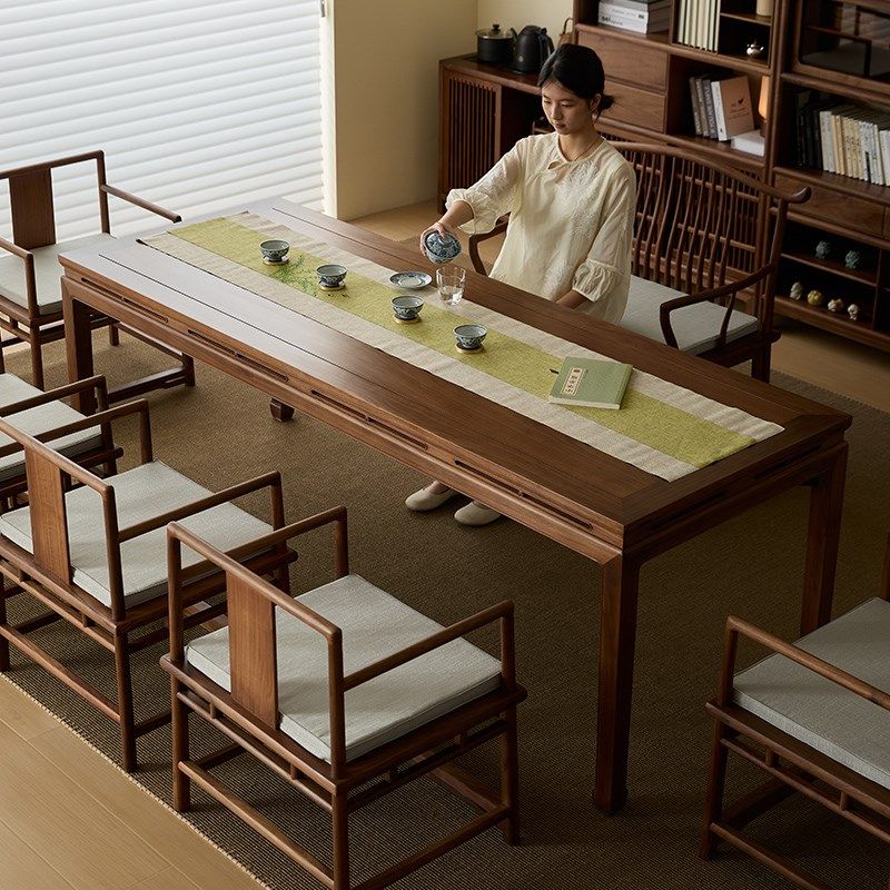 实木茶桌北美黑胡桃木新中式茶台椅明式组合宋代美学中古风禅意