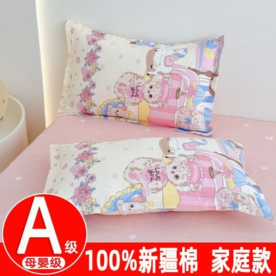A类纯棉枕套一对装全棉单人枕头套48x74母婴级学生宿舍卡通枕芯套