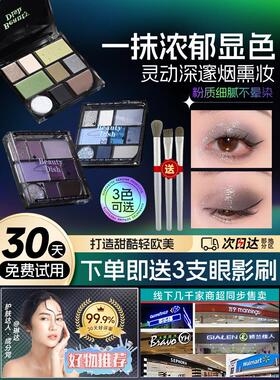 星际星系蓝色冷冻烟熏眼妆网红眼影板大地色哑光2024新小红书爆炸
