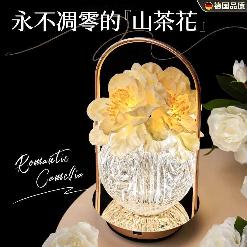 德国生日礼物女生送闺蜜水晶玫瑰创意LED小夜灯小众高级香薰礼盒