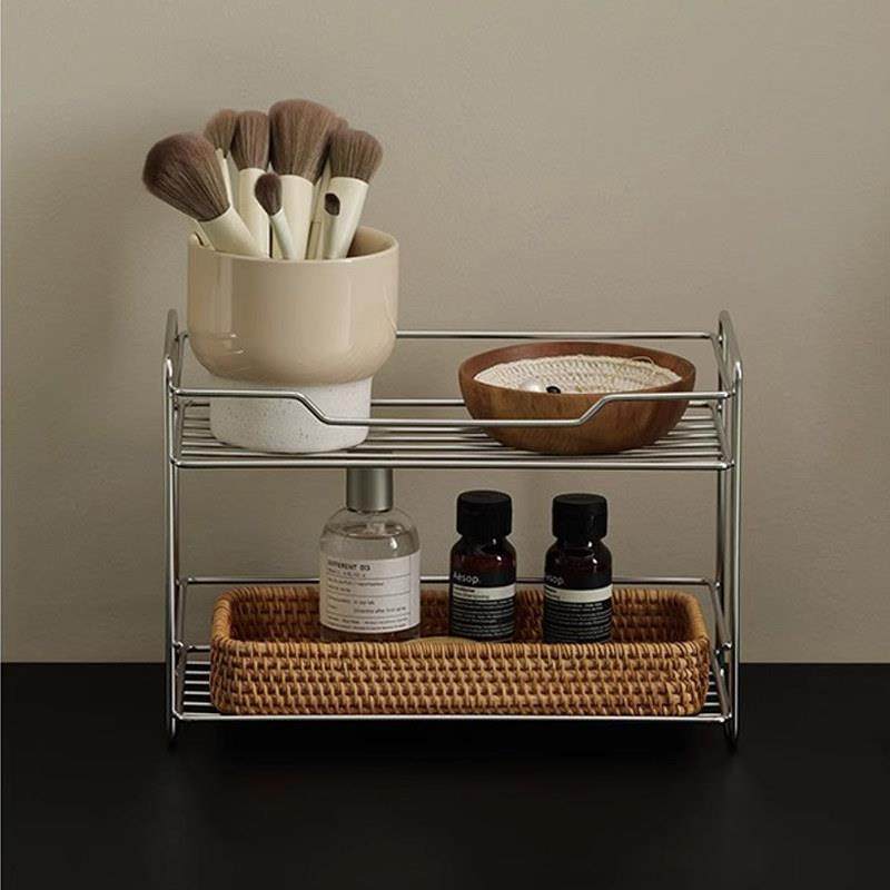 ins桌面不锈钢置物架多层厨房台面调味罐架沥水架浴室护肤品收纳