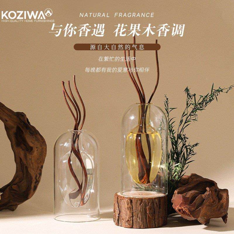 日本无火香薰瓶子精油简约风藤条高级香氛扩香器空瓶玻璃摆件家用