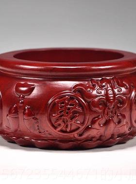 高档花梨木聚宝盆摆件实公室乔迁入宅雕桌面木开业送办礼品红木工