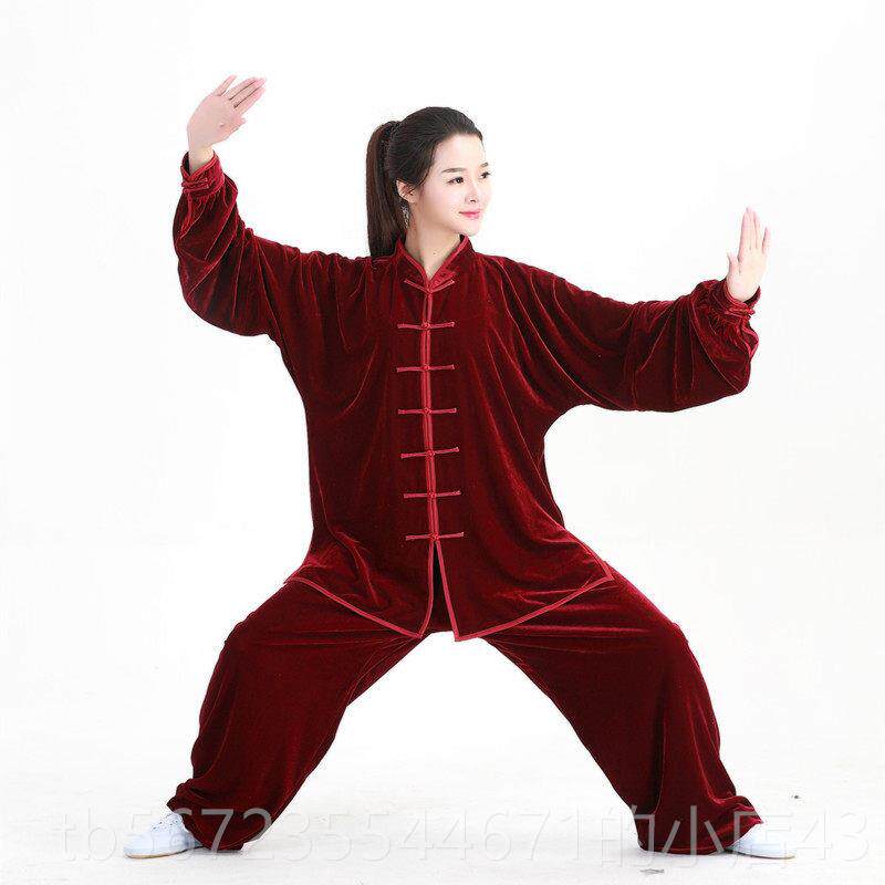高档太极服金丝保绒冬加厚暖南韩绒中老年练功服款男女武术表演服