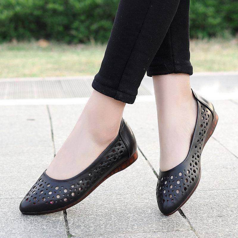 高档鞋子女鞋春鞋夏平底单女真皮凉鞋镂空洞浅口舒适软底中洞年妈,女鞋,洞洞鞋,淘宝优惠券,粉丝福利购,淘宝优惠卷