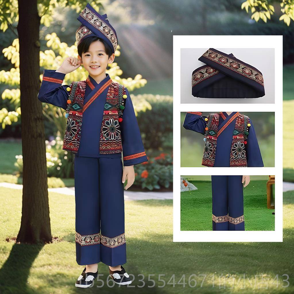 高档族新款广西壮族族三月三民服装儿童表演服苗哈尼少数民族男女