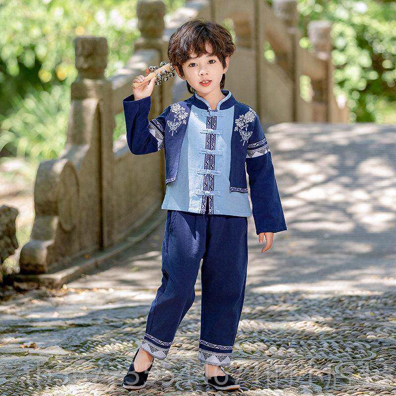 高档壮三月三少民族风服装儿幼童族舞蹈男童汉服女童演出服儿园表