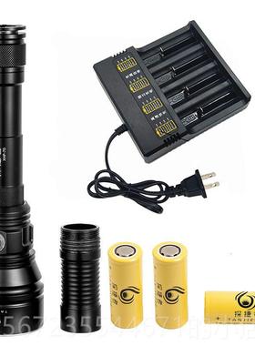 高档P70潜水筒强光电LED可充电铝手光合金黄白赶海超亮远射水下打