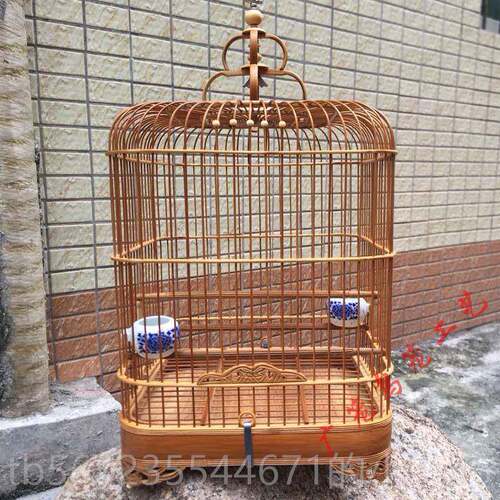高档清金笼思相绣眼竹笼青石燕鸟方鸟形雕花老竹笼广笼小鸟笼子广