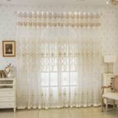 欧术式 浮雕绣443花窗纱透光客厅卧纱室阳台飘窗窗帘免打孔魔贴帘