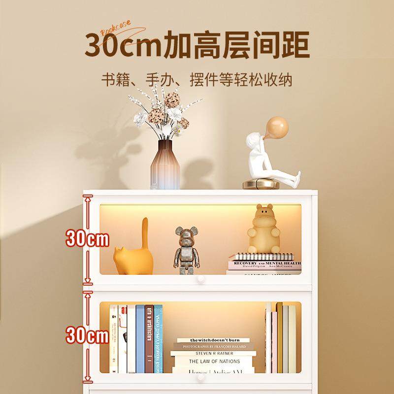 炎恩家用钢制书柜架FGSG+BLC带门玻璃展柜儿童防书尘架铁艺置物铁