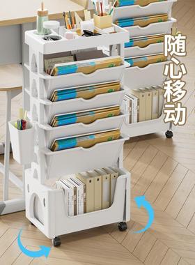 简约48092推+2质地式可移动推拉书室架可办公宿舍学生带轮小车式