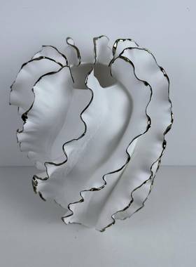 代手工拈现花陶创饰意瓷JRZ花瓶样板房间摆件客厅白色装品花器