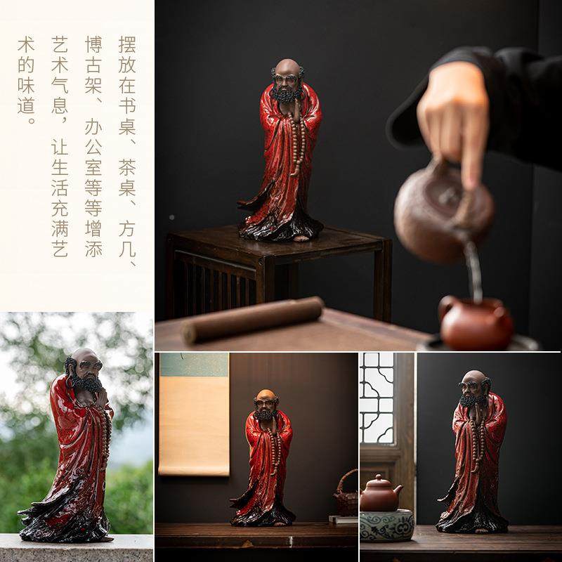 品达摩摆摆件创意紫精砂达摩祖爷师陶瓷工艺品中式GWX客厅家居玄