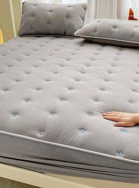 床褥防尘SX202312夹加磨厚思床罩保护垫毛棉床单件罩笠大豆式三件