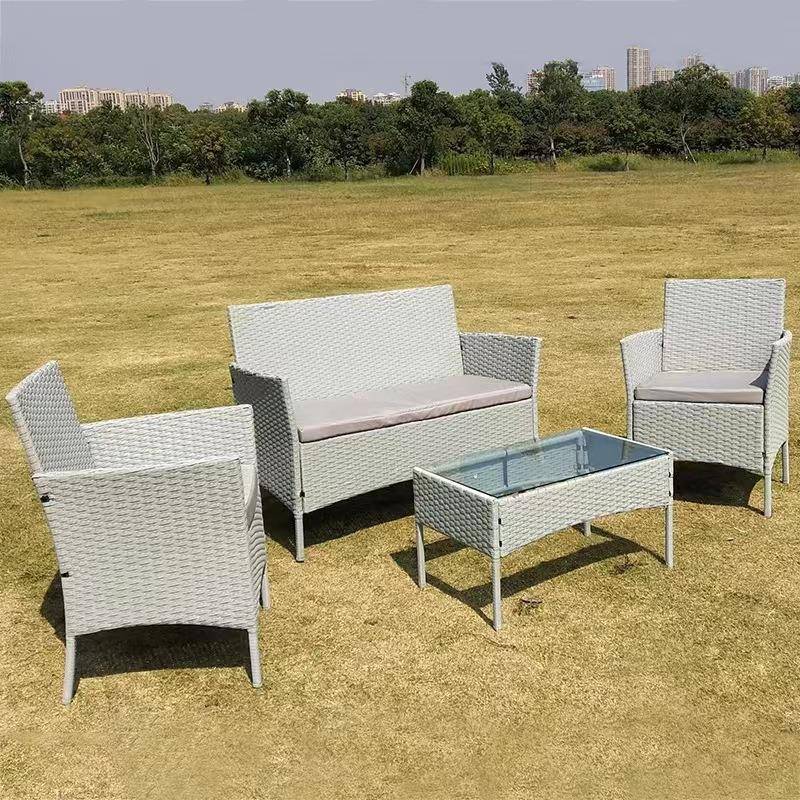 户家藤椅组合花庭院园休闲防水外桌椅茶RFS01几具四件套