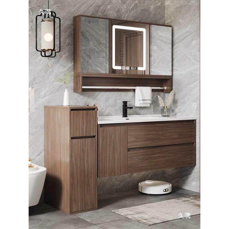 蜂窝铝半合金浴室漱陶瓷一柜体盆中t$*&$*&l古风卫生间洗台镜柜墙