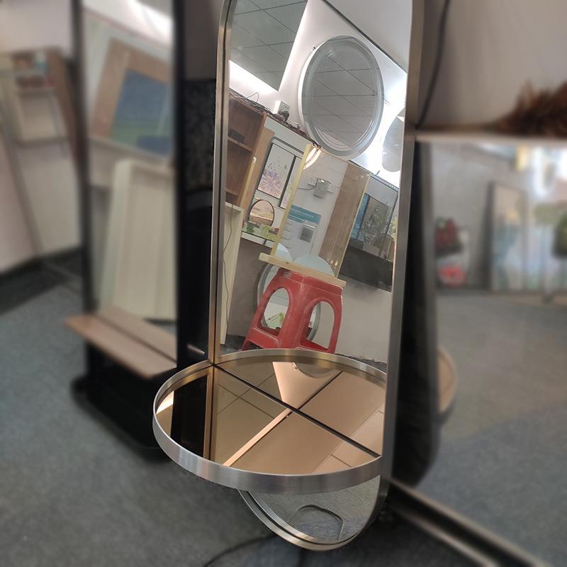 销售椭圆弧形不锈钢架边框镜989含镜面置物可浴室大镜量从优