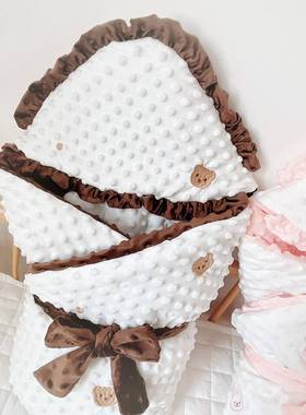 儿豆220802豆绒婴抱被新生儿包春被秋冬季初生宝加绒宝包裹被子加