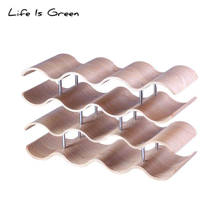 家居店质吧台木酒架酒创意LC-994N波浪形葡萄红架子展酒示架实木