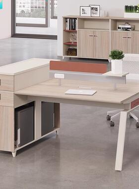 哇永远家具办桌S915职员桌噢2人位财务室职工带侧柜卡员工位桌公