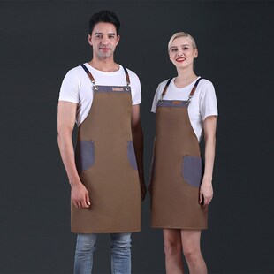 美甲餐饮奶茶咖啡西餐店工作服帆布围裙时尚广告印字围裙logo印字