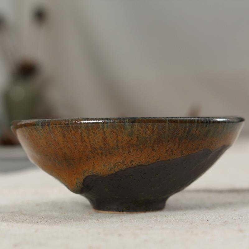 功夫茶具茶杯 窑变天目釉茶碗 主人杯 茶叶末古盏斗笠杯茶盏