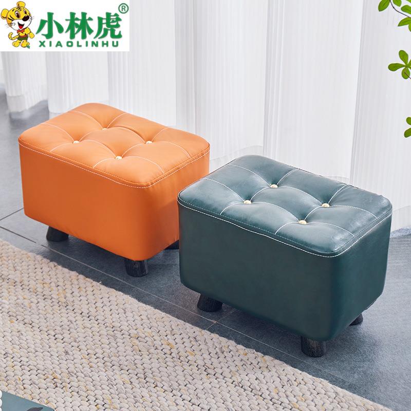 长款皮艺小凳子家用门口换鞋ins风脚凳客厅茶几凳矮凳简约板凳