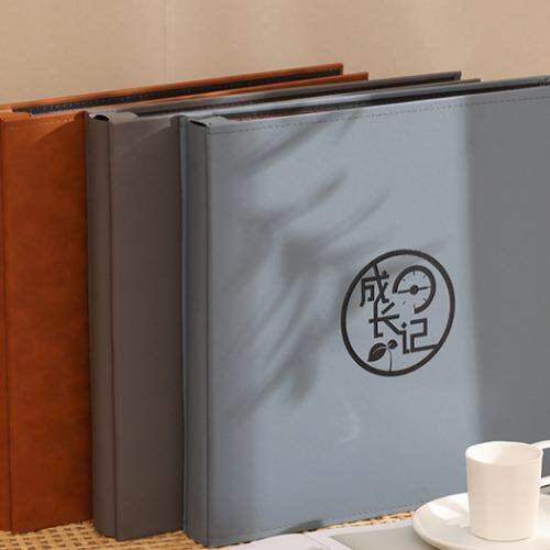 皮质相册大容量家庭记录覆膜插袋5寸6寸宝宝记录册自粘相册本纪念