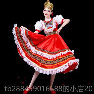 成人舞台开场舞大裙演出服 女仆装 高档新款 罗斯民蓬摆族俄舞蹈服装