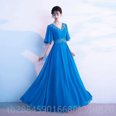 高档红歌大合唱演出服长裙女成人205新款主持人舞2表演礼服优雅台