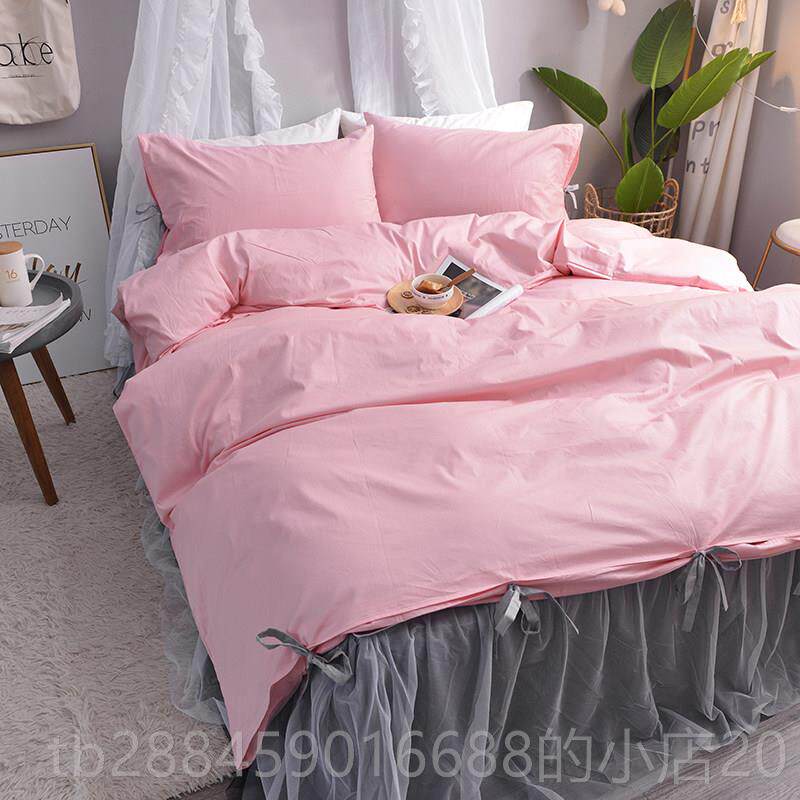 高档韩式蕾丝花边全韩版纯公主床风裙四件套色被套纯棉棉1.8m床上