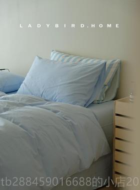 高档花大哥 babyb水lu色e冰岛蓝10件0纯棉洗棉四套纯简约床品床笠