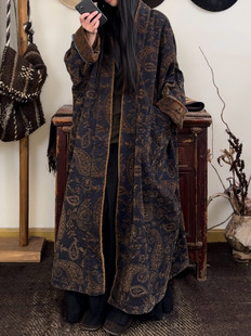 不在-重工雪尼尔面料 两面穿 长款大袍子宽松外披 棉质 男女同款