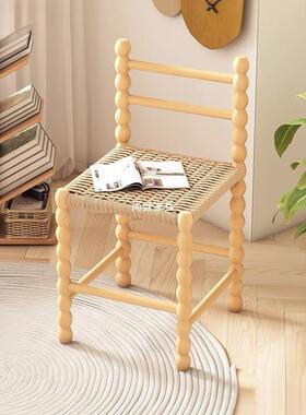 式木餐椅藤编椅葫实芦椅圆柱椅法茶室茶网红椅百FPW搭餐椅椅爆款