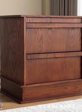 老榆木床头实木抽柜NXE屉小收纳储物柜靠边柜家用简约柜子复古墙