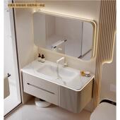 4I现脸代新款 岩板热弯一体盆橡木漆圆角504烤合浴室柜组卫生间洗