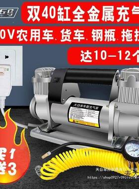 载充气泵QQC双缸12V2220V4V大功率W580货车车电动农用车汽车打麦