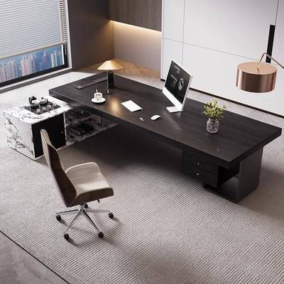 意式极实BMJ木办公桌茶桌椅组一体两用202业5新简款合商大班台主