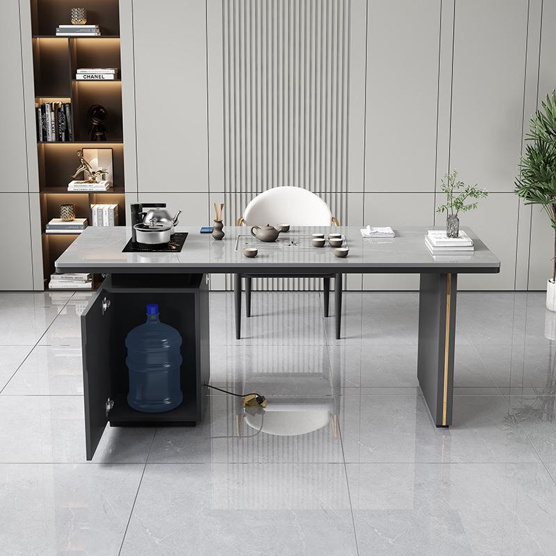 设计师新款ZOD岩板办茶桌公室台客阳多功能一厅体泡茶台茶几椅子