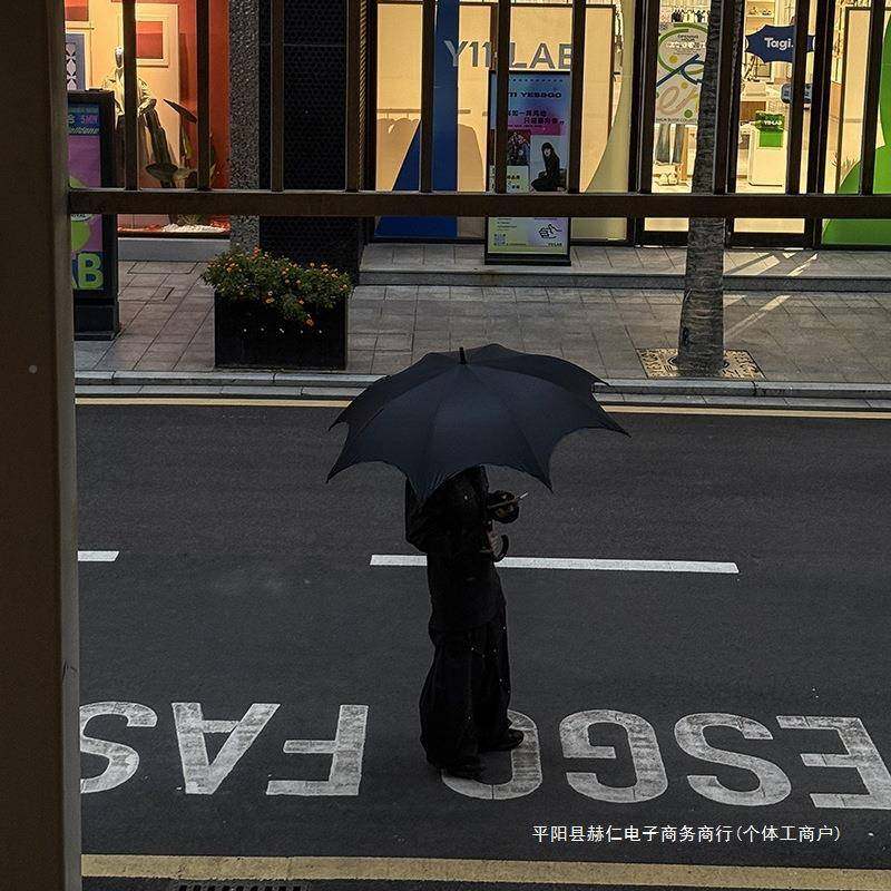 特AOP长柄化伞晴哥雨两用亚文暗系雨伞女黑自动太阳伞黑胶防晒