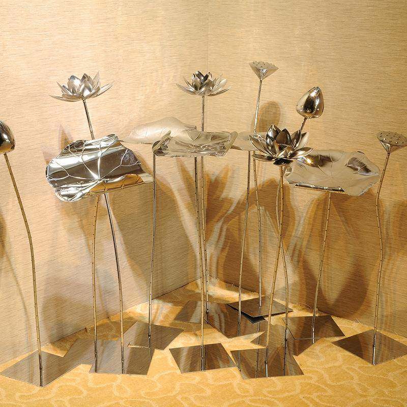 不锈金属荷店花荷摆件酒室内IUT假山喷泉创叶意轻奢铁艺饰品工钢,鲜花速递/花卉仿真/绿植园艺,其它园艺用品,淘宝优惠券,粉丝福利购,淘宝优惠卷